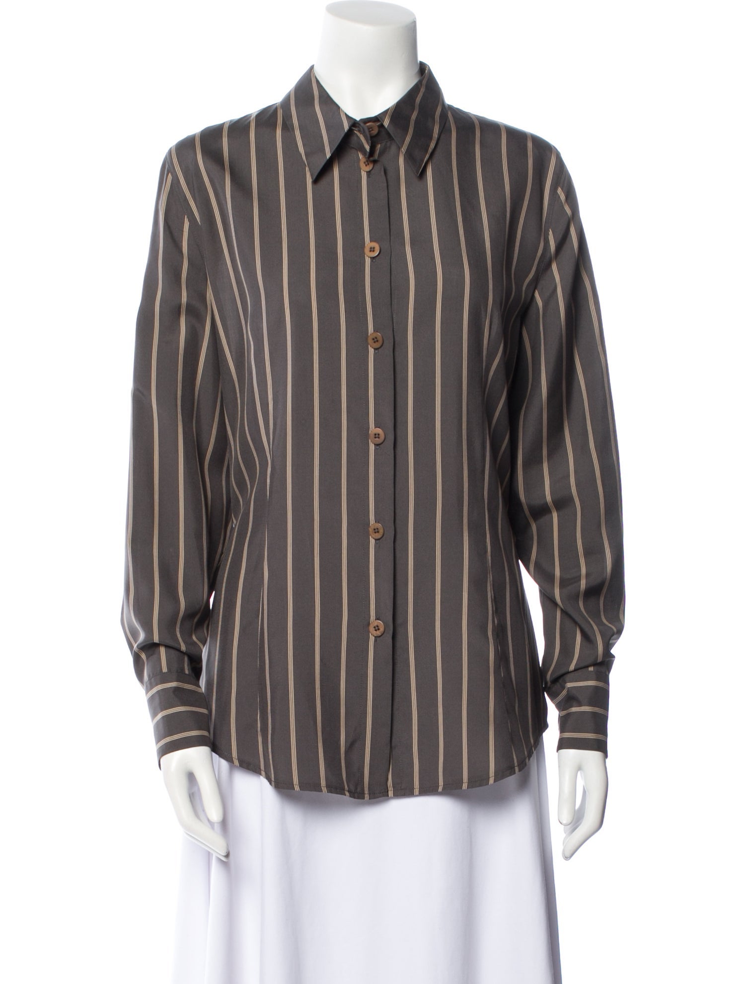 Giorgio Armani Silk Striped Button-Up Top