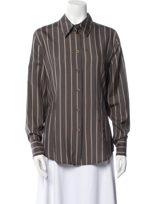 Giorgio Armani Silk Striped Button-Up Top