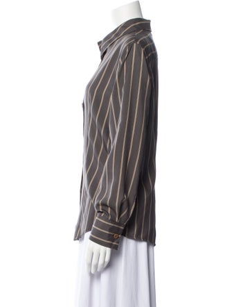 Giorgio Armani Silk Striped Button-Up Top