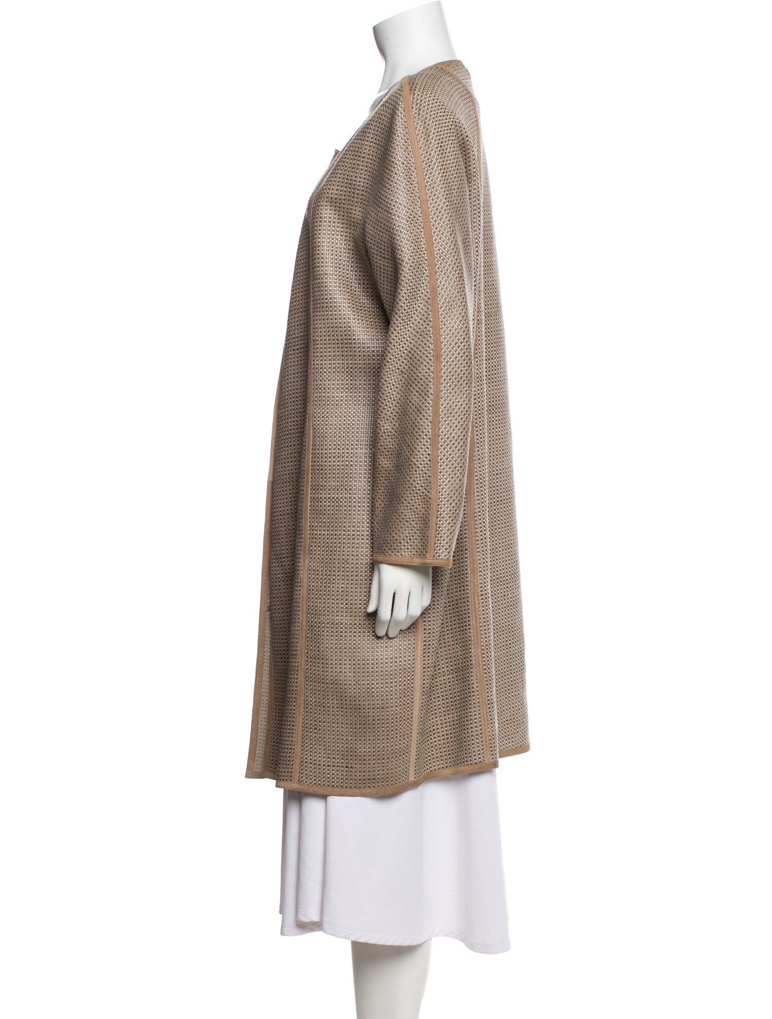 Giorgio Armani Calf Leather Houndstooth Print Faux Fur Coat