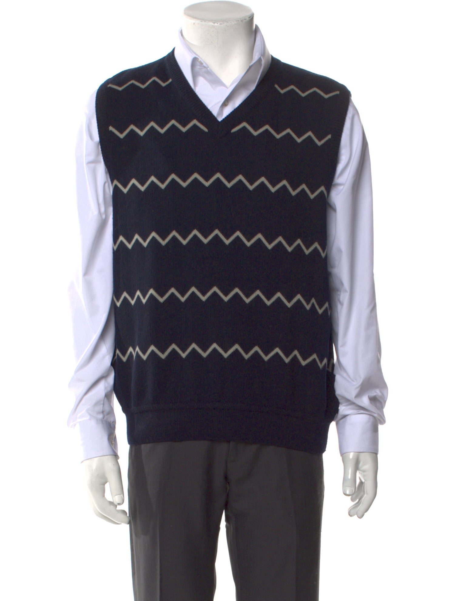Giorgio Armani Virgin Wool Graphic Print Sweater Vest