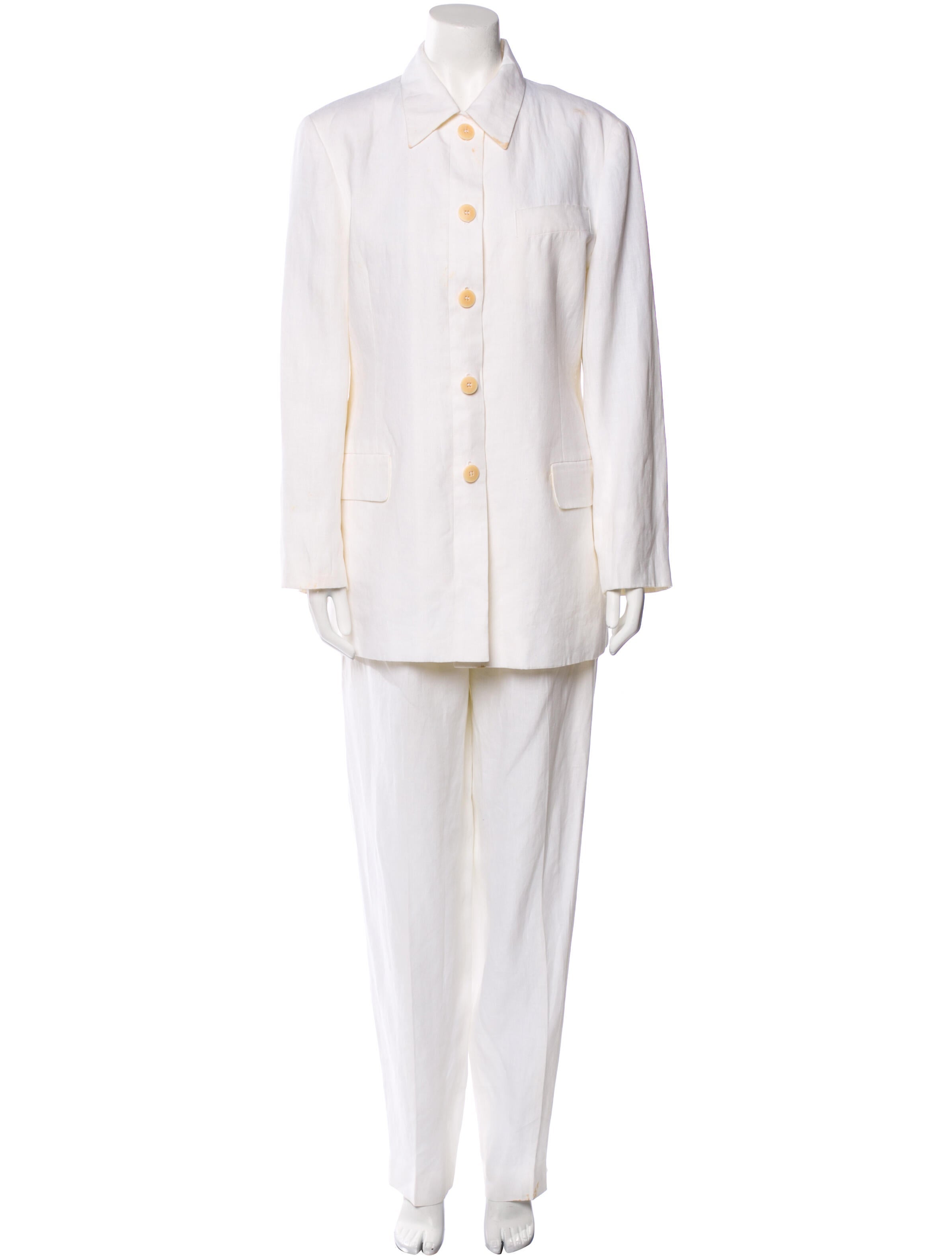 Giorgio Armani Linen Pleated Accents Pantsuit