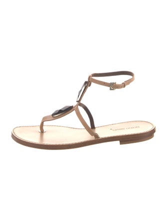 Giorgio Armani Leather T-Strap Sandals