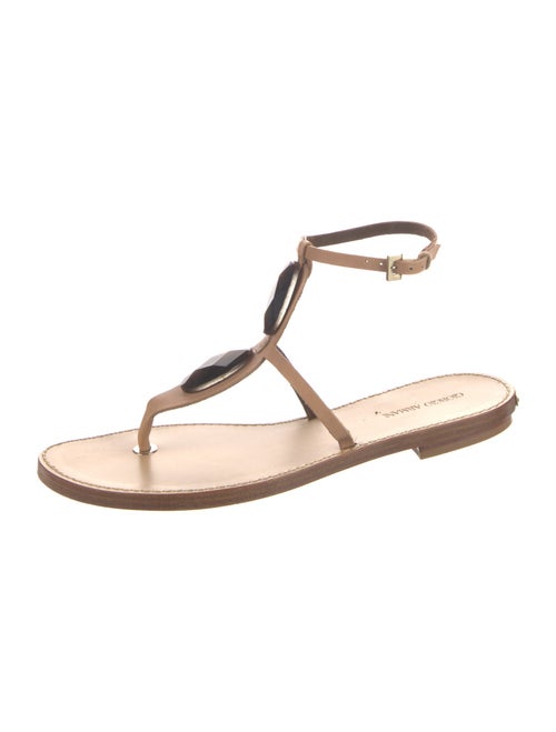 Giorgio Armani Leather T-Strap Sandals