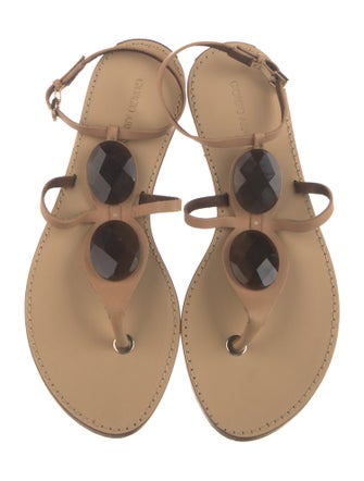 Giorgio Armani Leather T-Strap Sandals