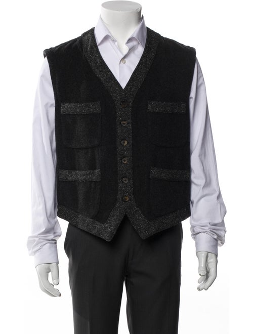 Giorgio Armani Wool Plaid Print Vest