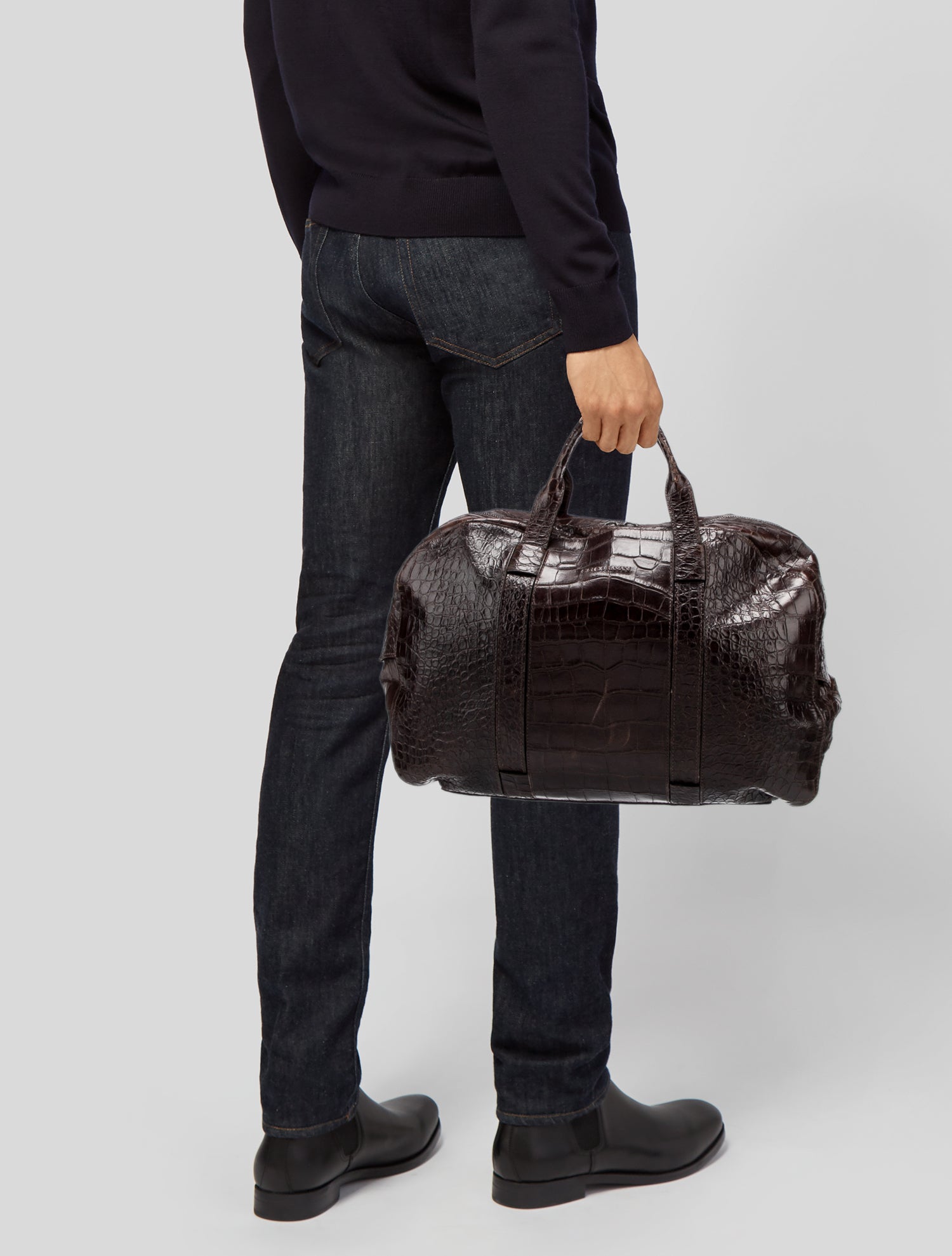 Giorgio Armani Leather Weekender Bag