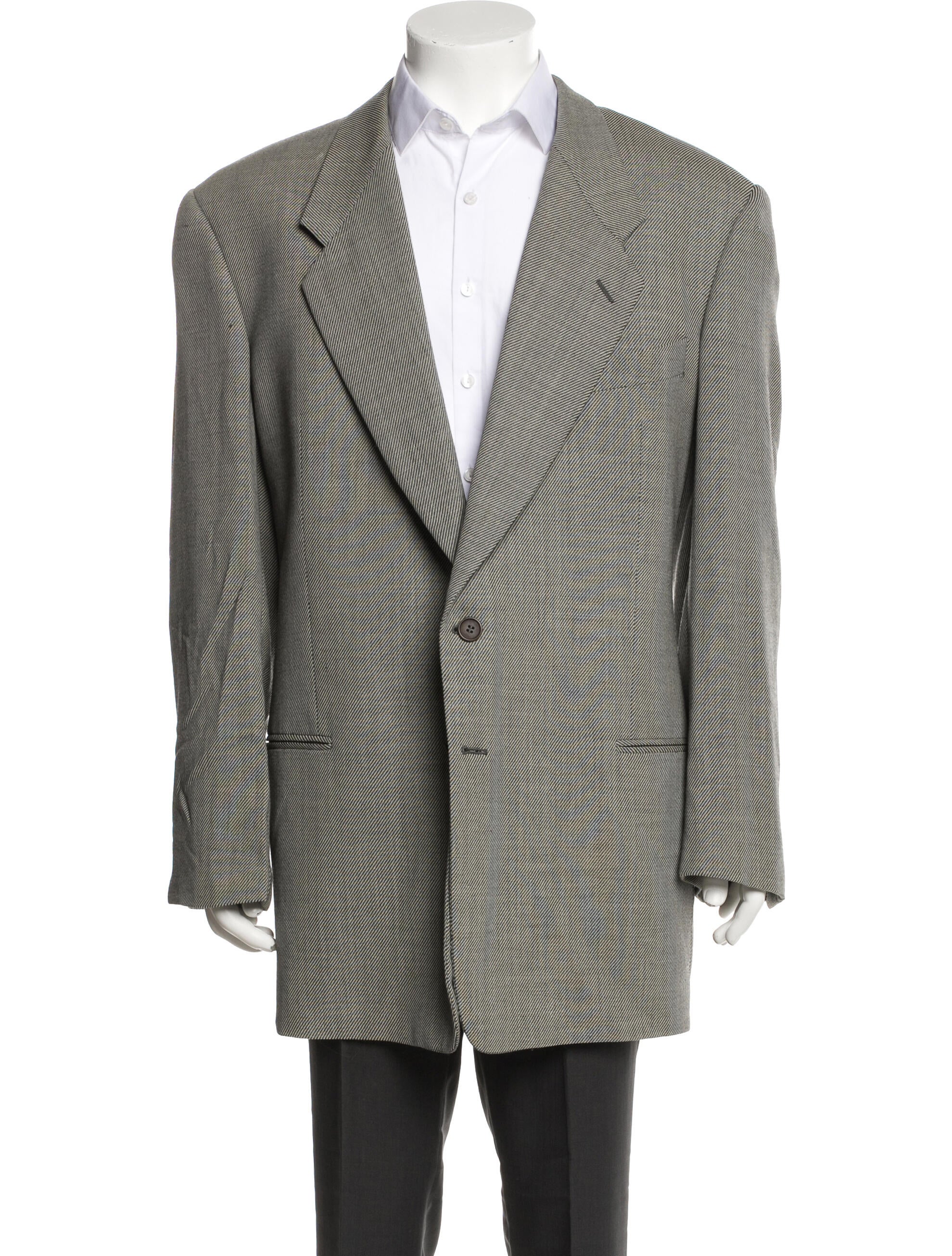 Giorgio Armani Virgin Wool Houndstooth Print Overcoat