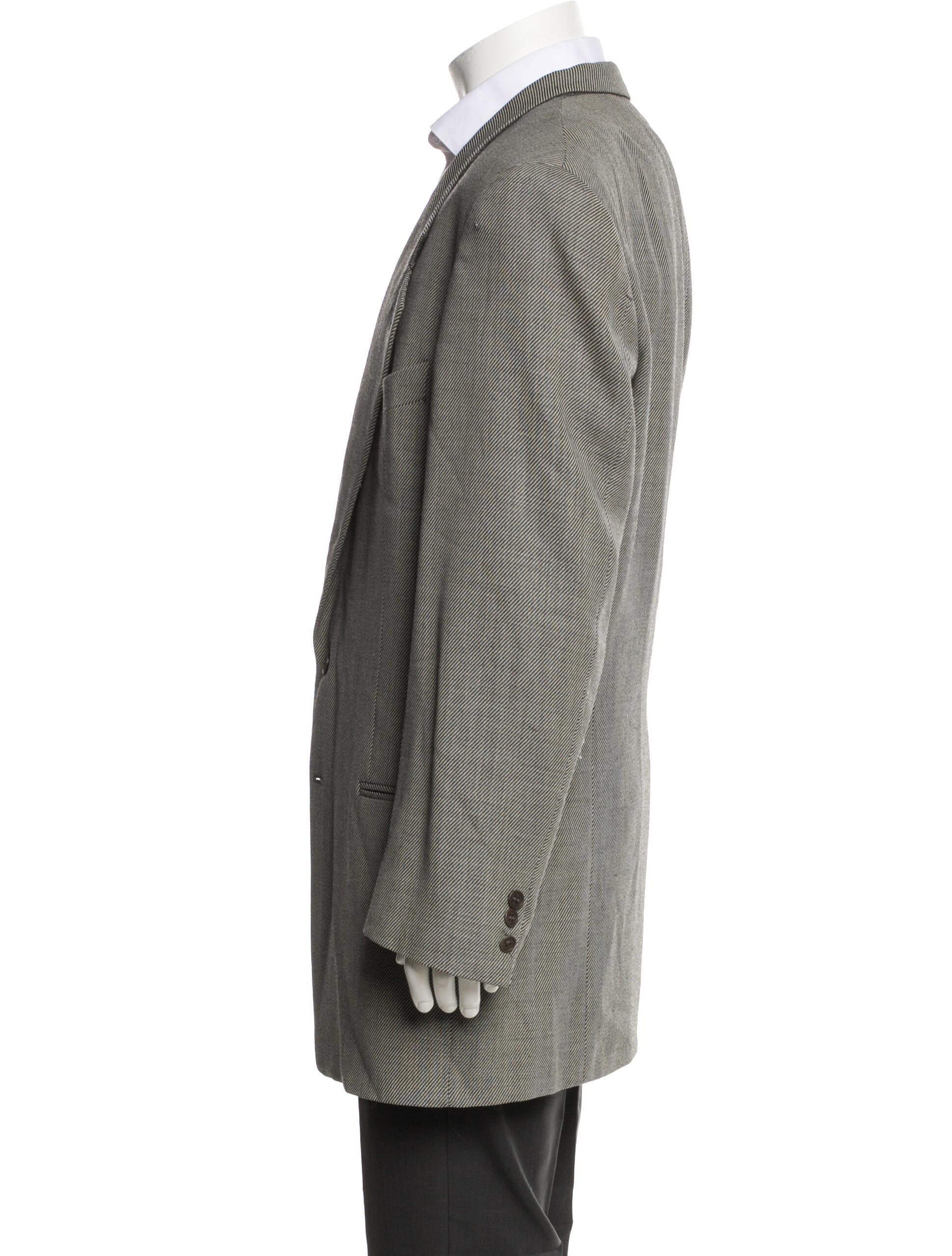 Giorgio Armani Virgin Wool Houndstooth Print Overcoat