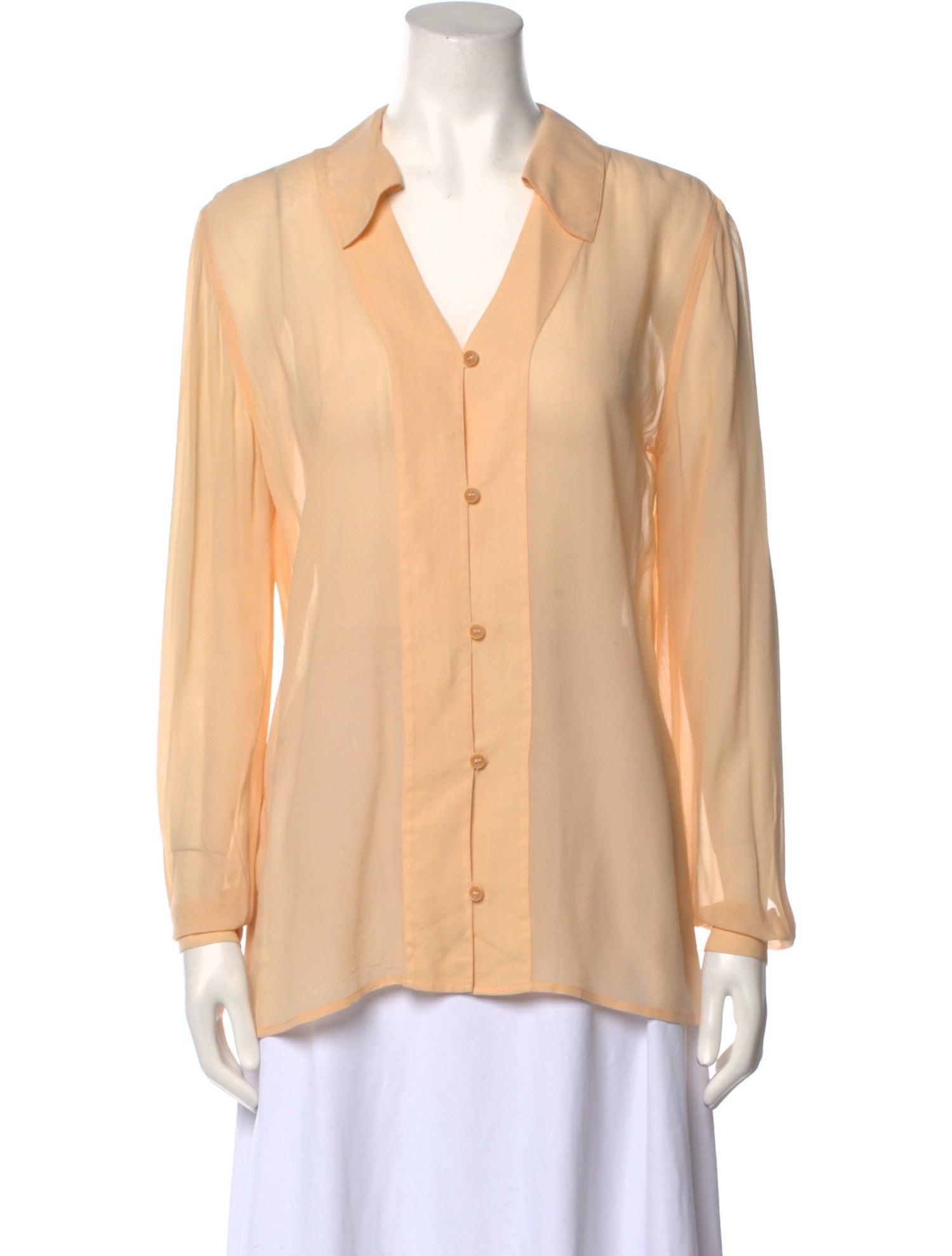 Giorgio Armani Silk Long Sleeve Button-Up Top