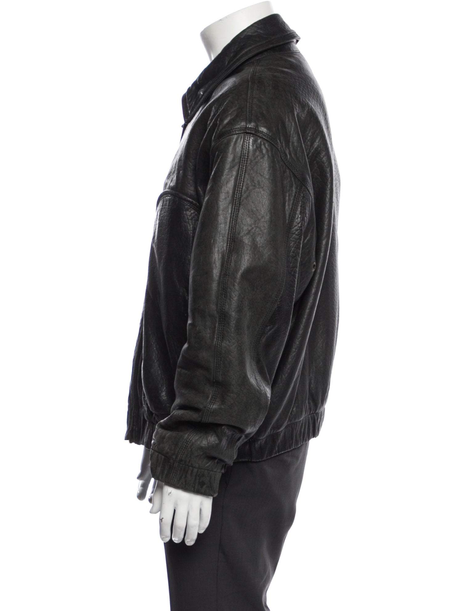 Giorgio Armani Vintage Goat Leather Bomber Jacket - Black