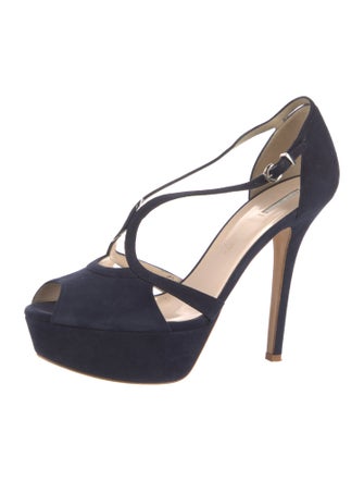 Giorgio Armani Suede Cutout Accent T-Strap Pumps
