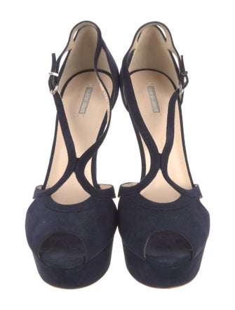 Giorgio Armani Suede Cutout Accent T-Strap Pumps