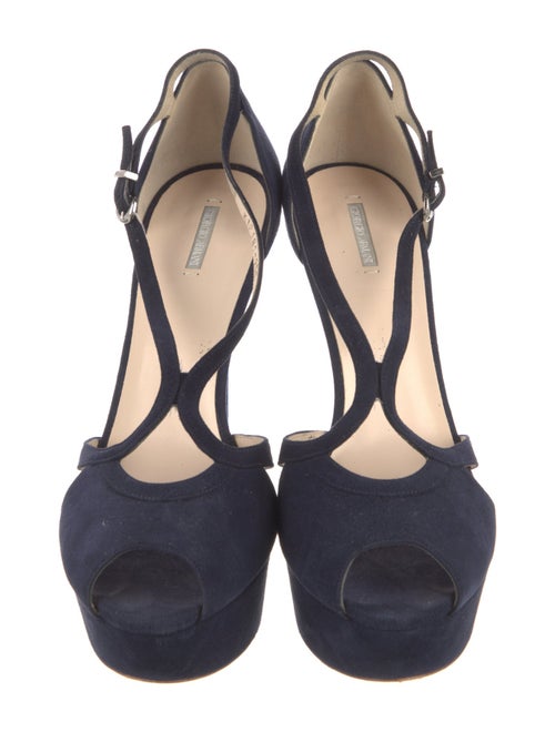 Giorgio Armani Suede Cutout Accent T-Strap Pumps
