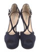 Giorgio Armani Suede Cutout Accent T-Strap Pumps