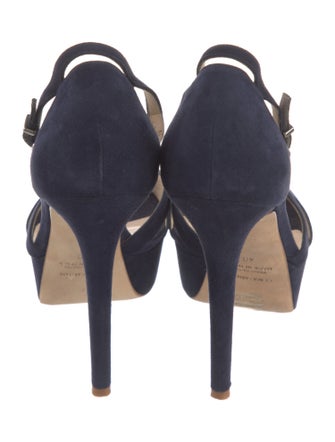 Giorgio Armani Suede Cutout Accent T-Strap Pumps