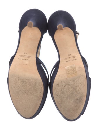Giorgio Armani Suede Cutout Accent T-Strap Pumps