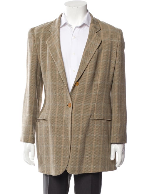 Giorgio Armani Wool Plaid Print Blazer
