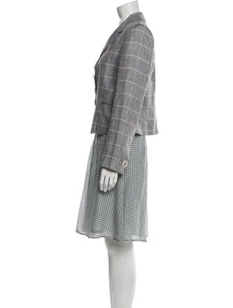 Giorgio Armani Linen Plaid Print Skirt Suit