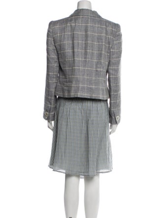Giorgio Armani Linen Plaid Print Skirt Suit