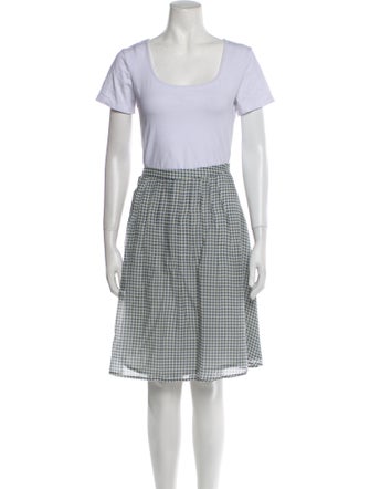 Giorgio Armani Linen Plaid Print Skirt Suit