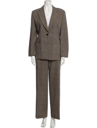 Giorgio Armani Wool Plaid Print Pantsuit
