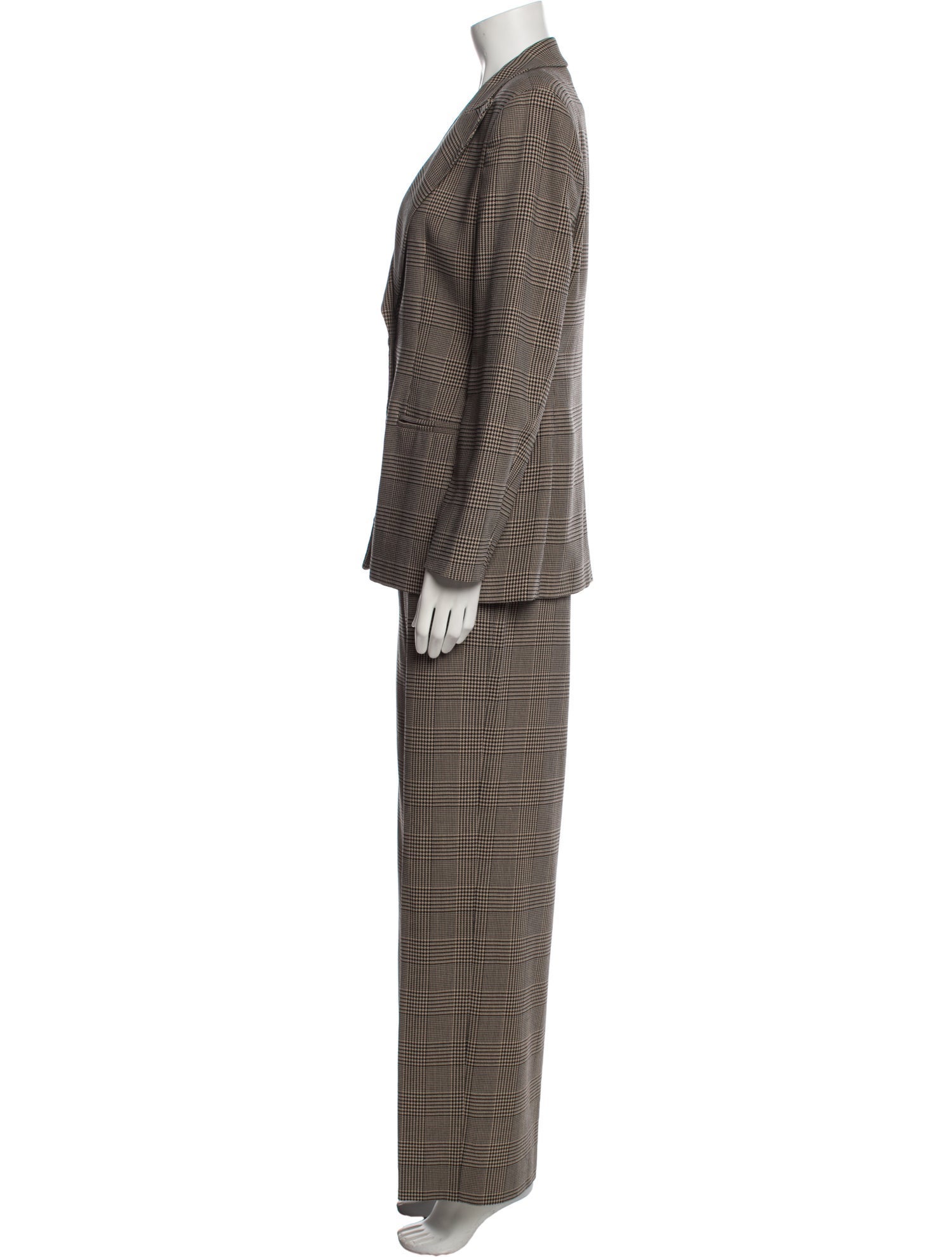 Giorgio Armani Wool Plaid Print Pantsuit