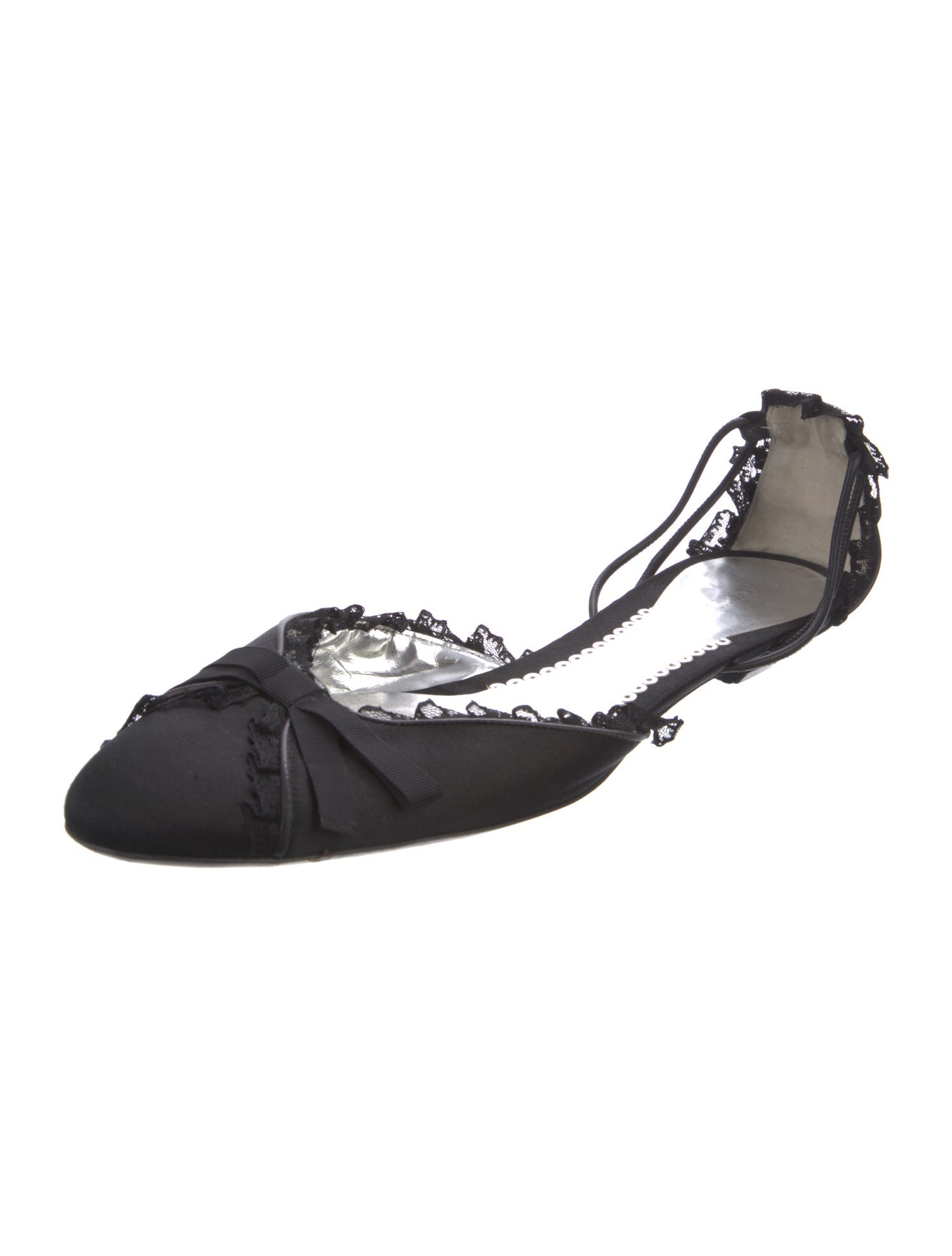 Giorgio Armani Satin Bow Accents D'Orsay Flats