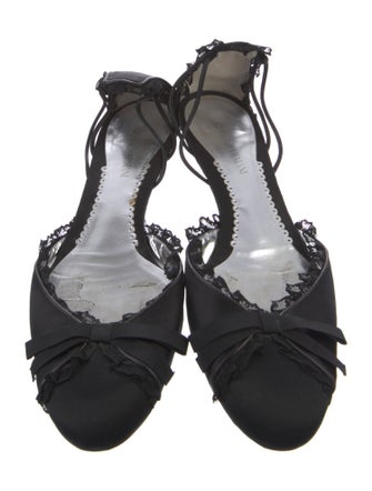 Giorgio Armani Satin Bow Accents D'Orsay Flats