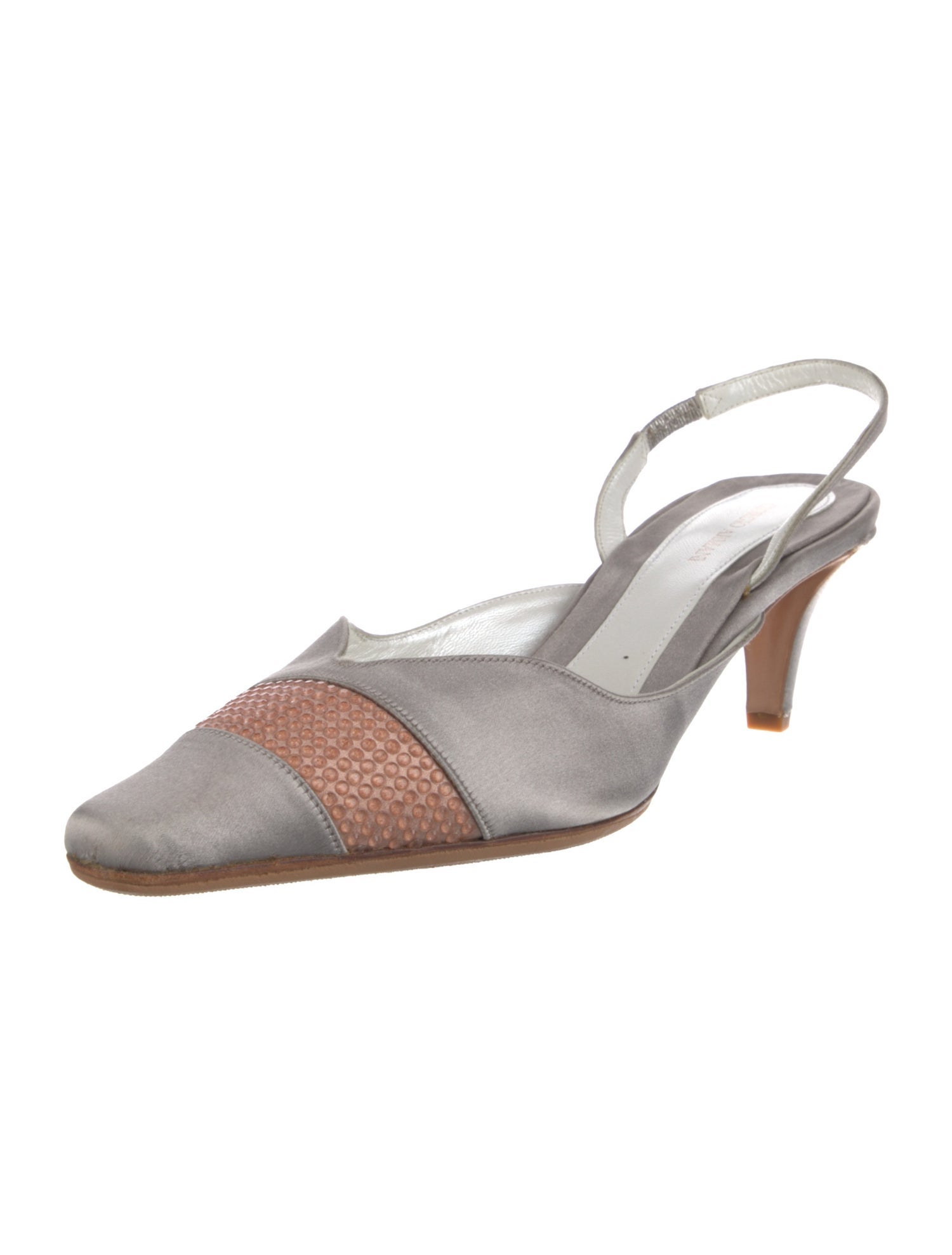 Giorgio Armani Satin Colorblock Pattern Slingback Pumps