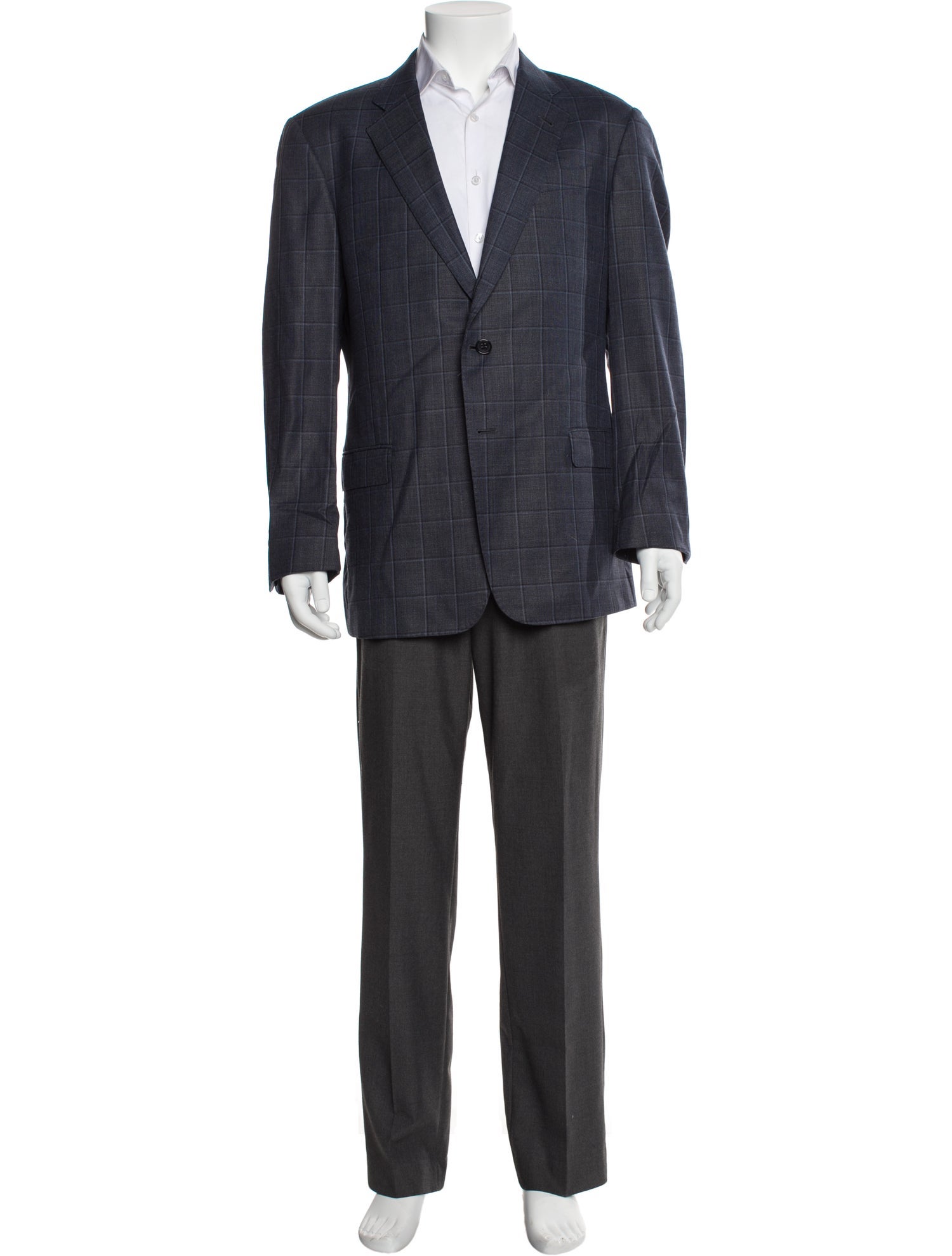 Giorgio Armani Wool Plaid Print Overcoat