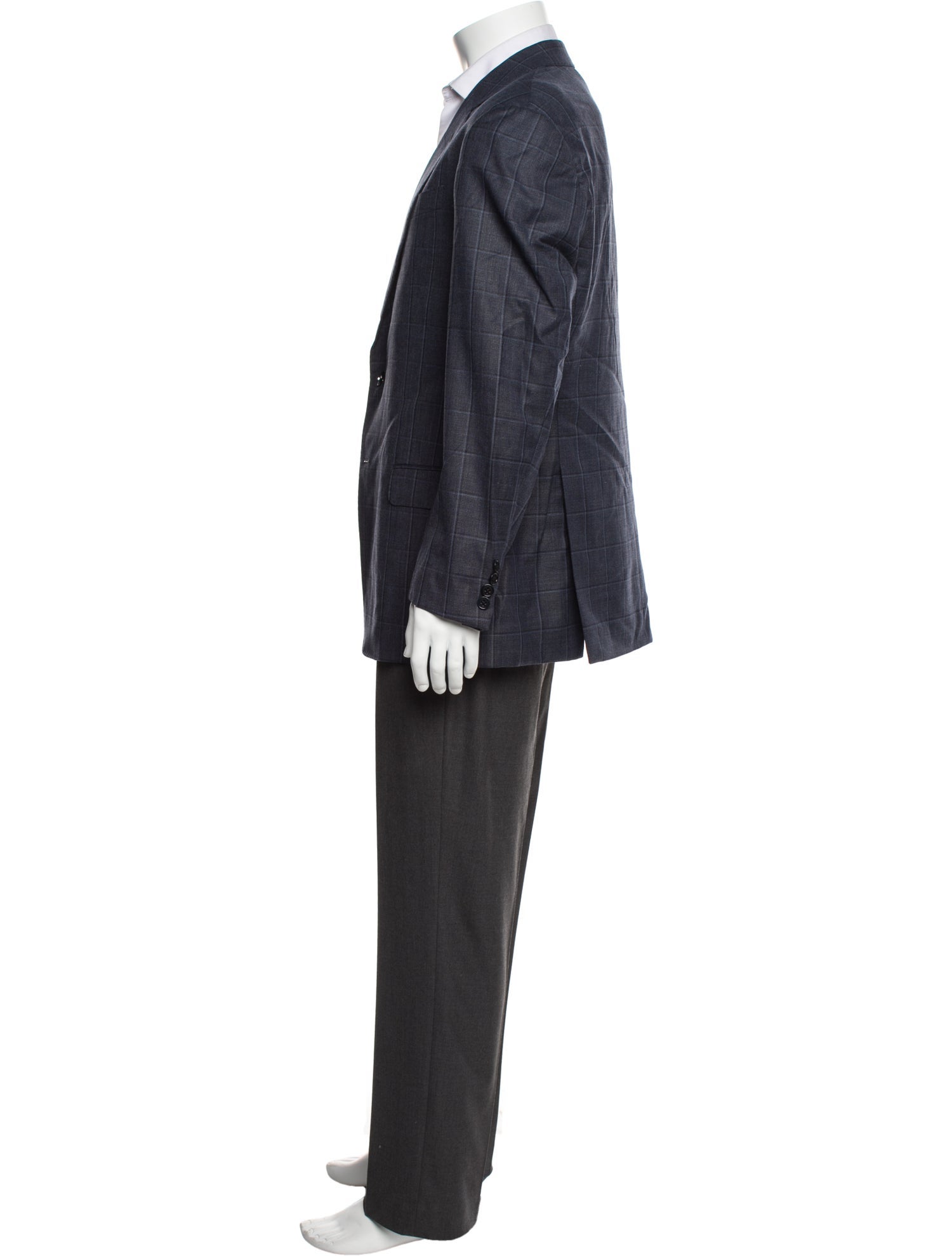 Giorgio Armani Wool Plaid Print Overcoat