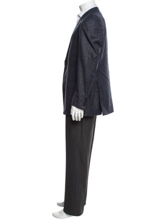 Giorgio Armani Wool Plaid Print Overcoat