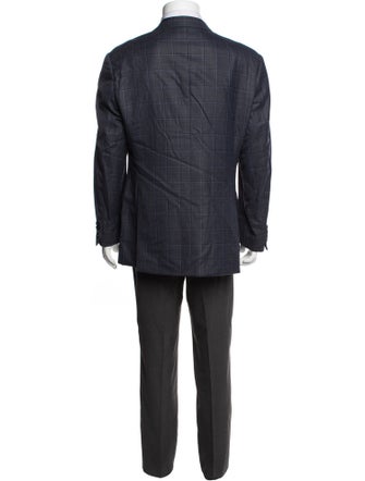 Giorgio Armani Wool Plaid Print Overcoat