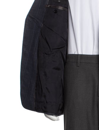 Giorgio Armani Wool Plaid Print Overcoat