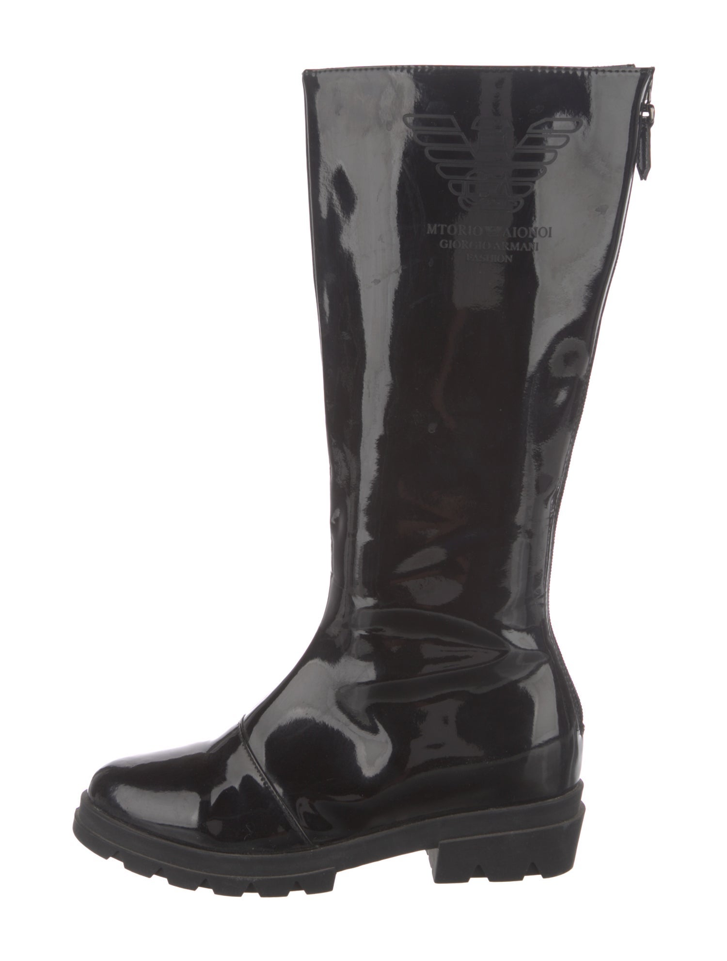 Giorgio Armani Patent Leather Rain Boots