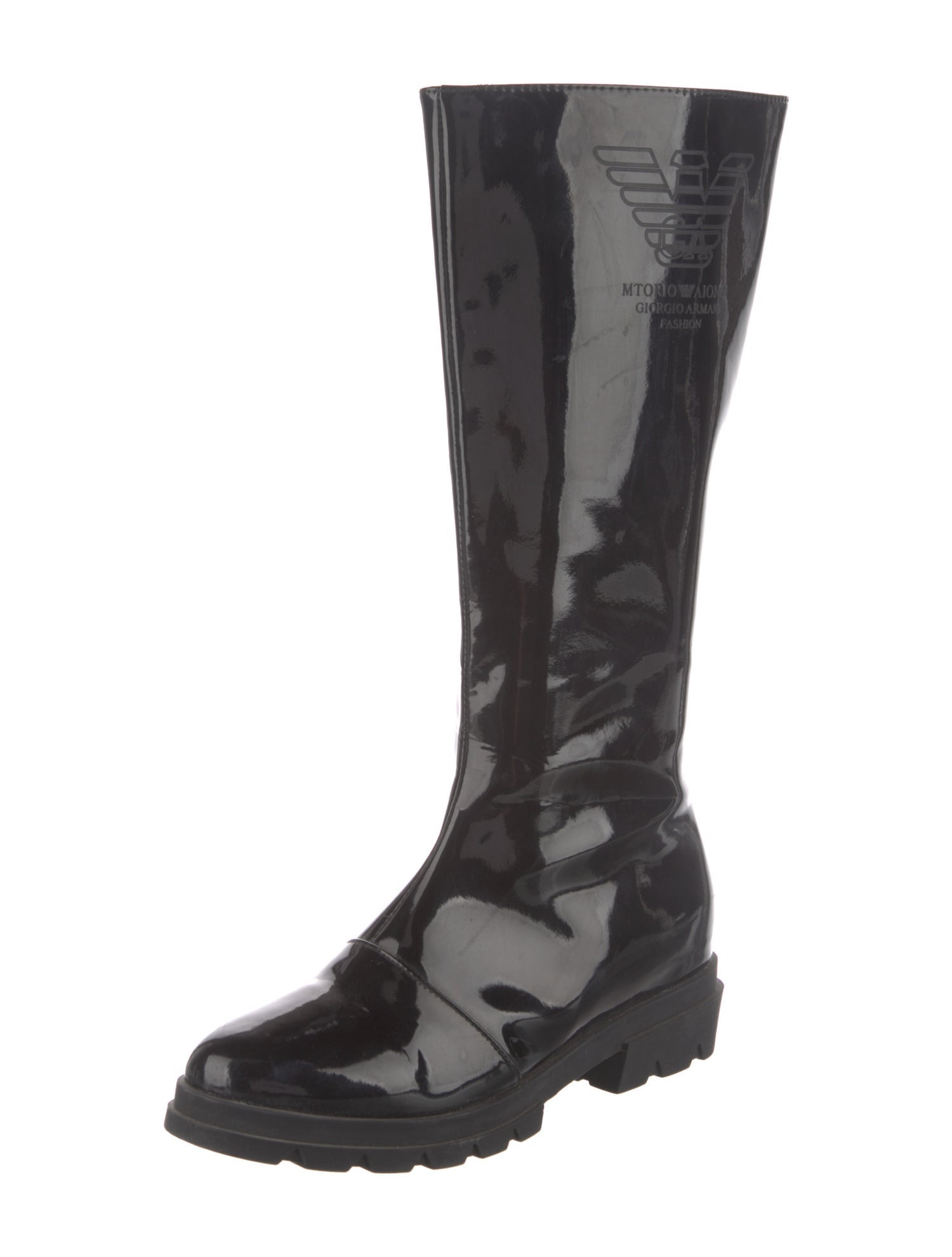 Giorgio Armani Patent Leather Rain Boots