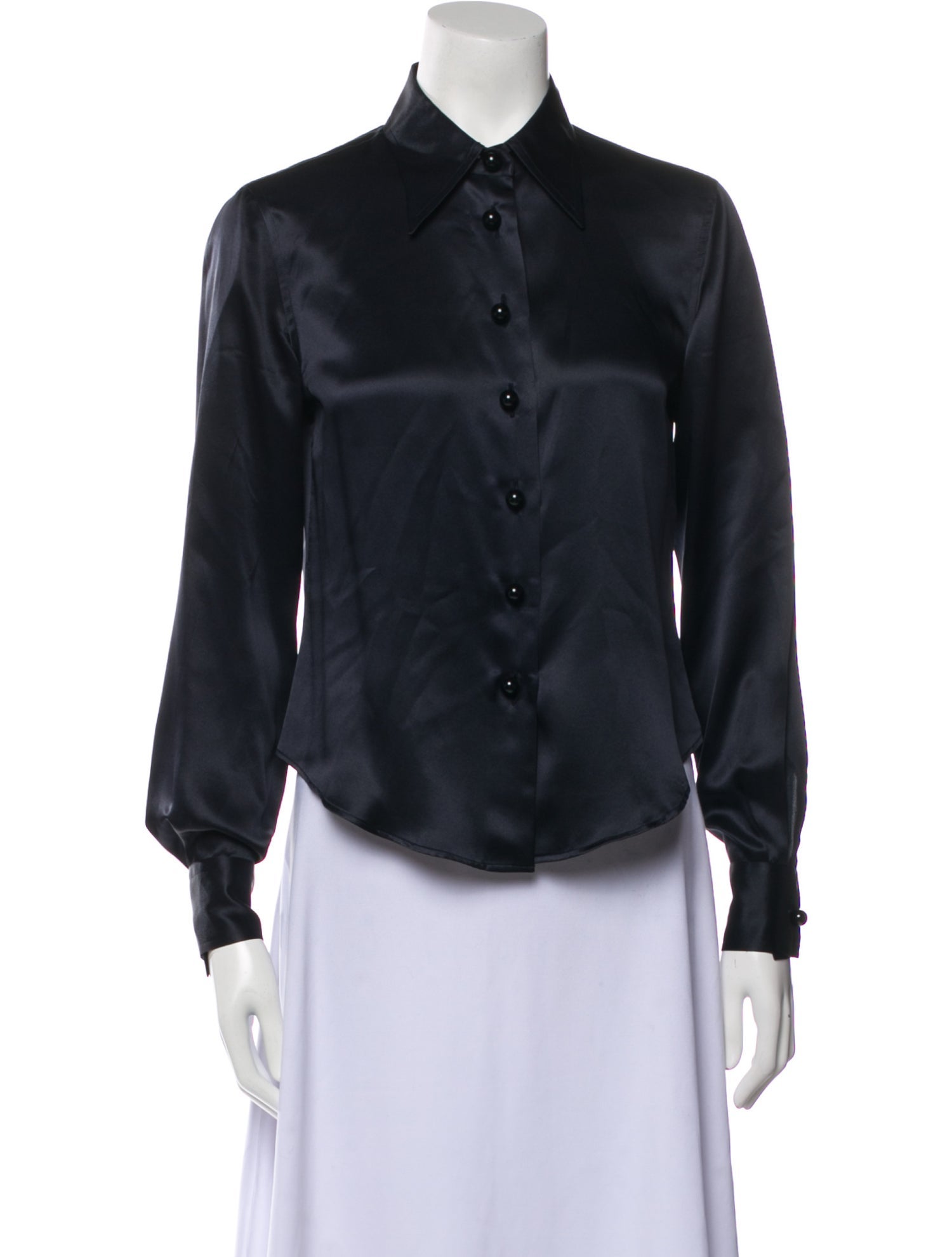 Giorgio Armani Silk Long Sleeve Button-Up Top