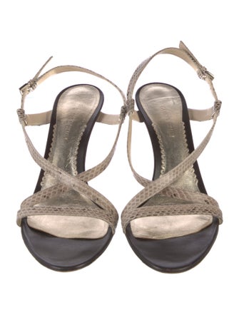 Giorgio Armani Leather Animal Print Slingback Sandals