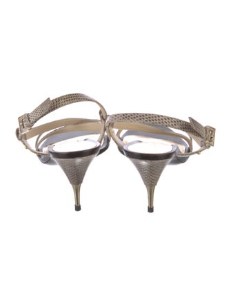 Giorgio Armani Leather Animal Print Slingback Sandals