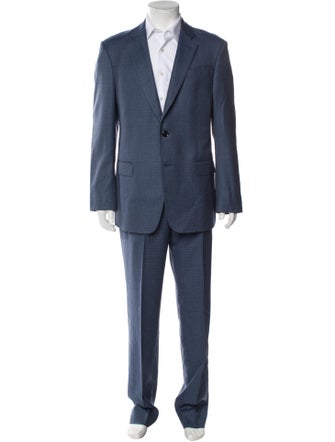 Giorgio Armani Virgin Wool Plaid Print Two-Piece Tuxedo