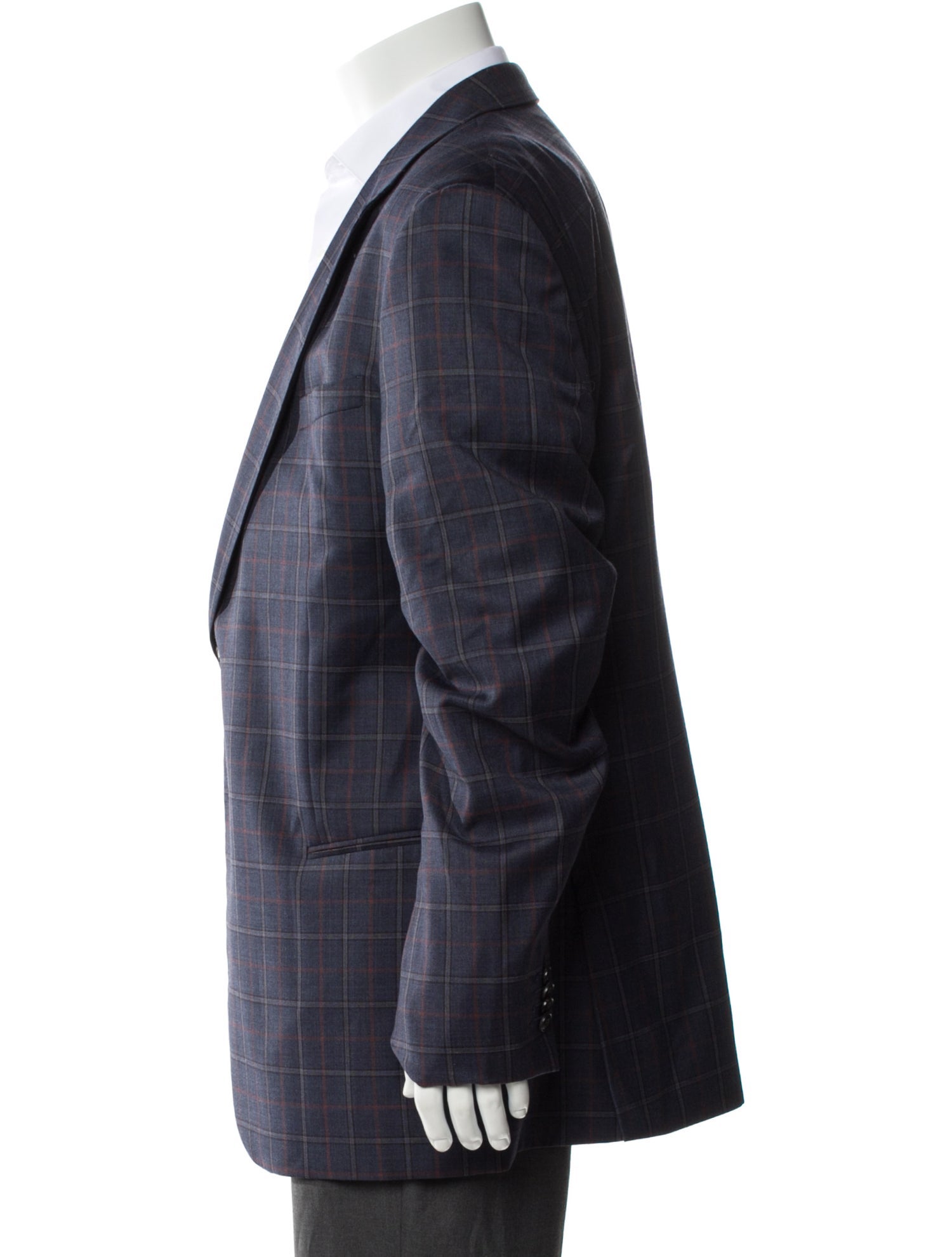 Giorgio Armani Virgin Wool Plaid Print Blazer