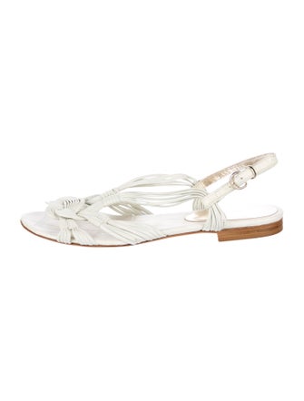 Giorgio Armani Leather Braided Accents Slingback Flats