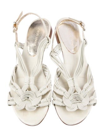 Giorgio Armani Leather Braided Accents Slingback Flats