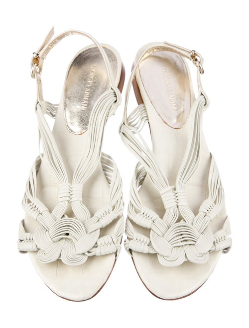 Giorgio Armani Leather Braided Accents Slingback Flats