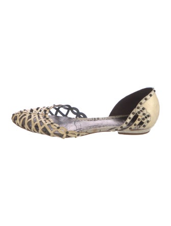 Giorgio Armani Leather Printed D'Orsay Flats