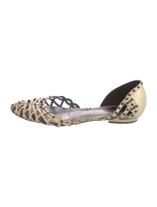 Giorgio Armani Leather Printed D'Orsay Flats