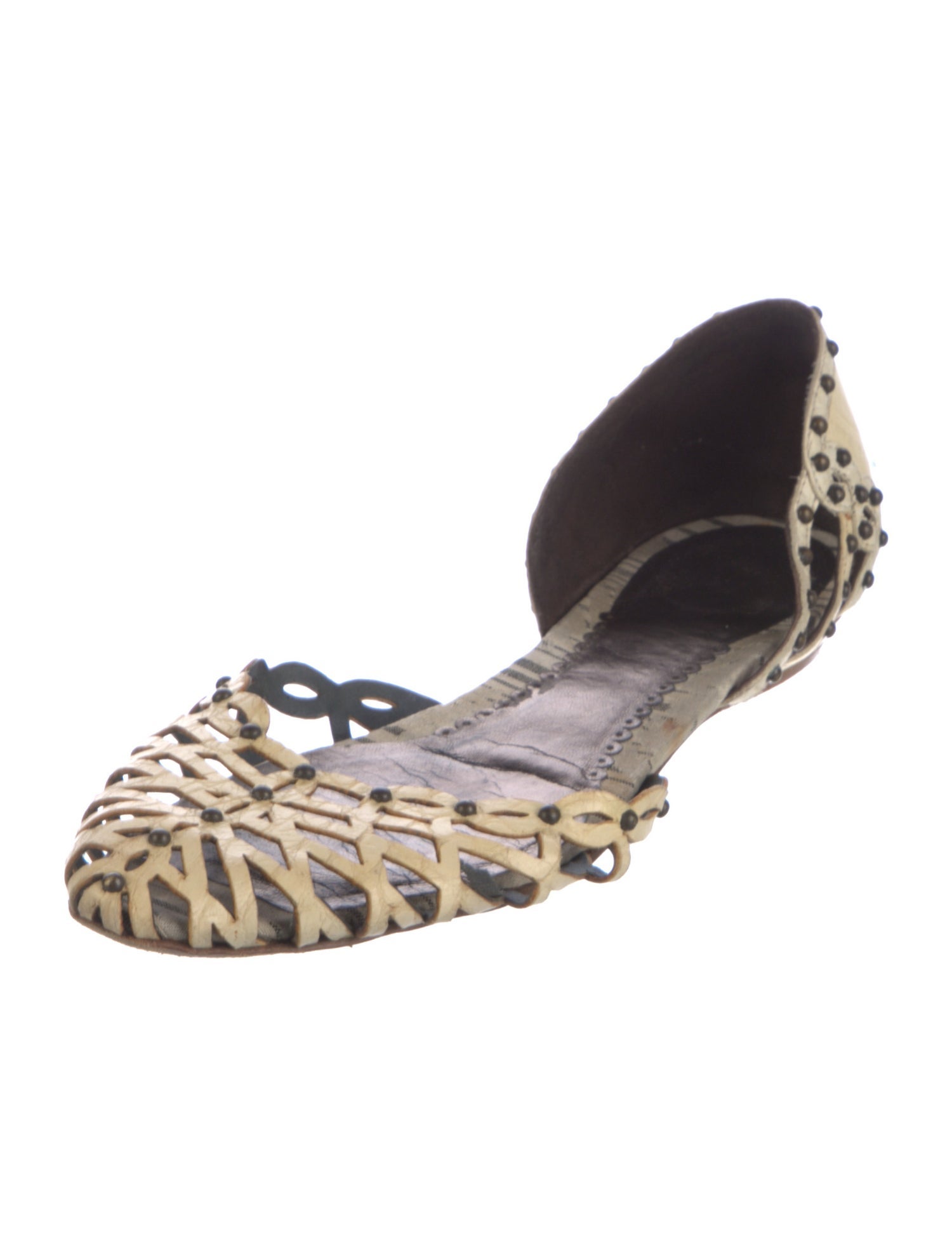 Giorgio Armani Leather Printed D'Orsay Flats