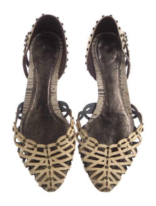 Giorgio Armani Leather Printed D'Orsay Flats