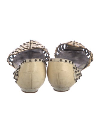 Giorgio Armani Leather Printed D'Orsay Flats